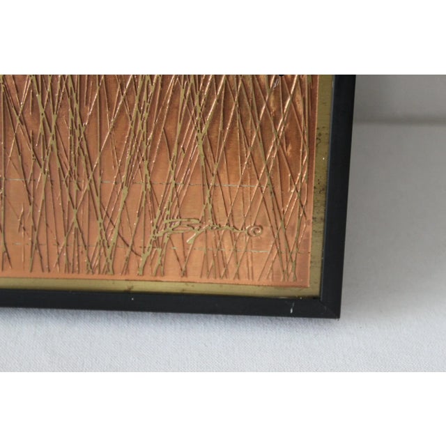 Bijan Vintage Bijan Brass Copper Laser Cut Out Etching Shorebirds Framed For Sale - Image 4 of 10