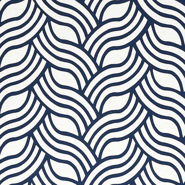 Sample - Schumacher Sangomar Applique Fabric in Navy For Sale