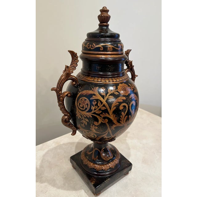 Neoclassical Grecian Style Urn With Lid For Sale - Image 3 of 12
