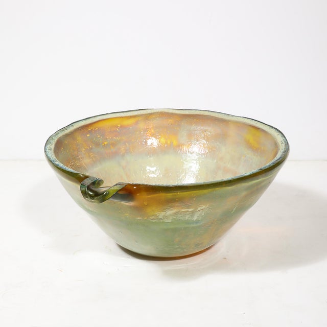 Green Mid-Century Hand-Blown Opalene Murano Glass Centerpiece Bowl W/ Spout by Barbini For Sale - Image 8 of 18