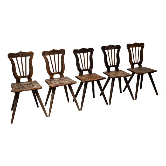 French Farmhouse Chairs, 1830s, Set of 5 For Sale