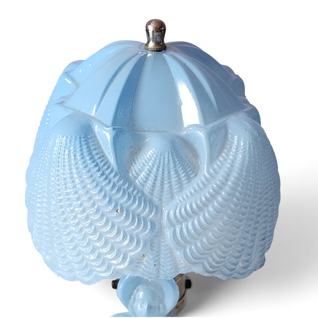 Vintage Art-Deco Blue Glass l.e. Smith "Southern Belle" Boudoir Lamp 1940s #2 For Sale In New York - Image 6 of 7