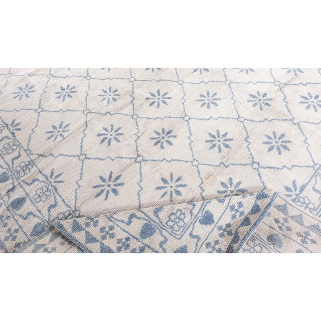 Contemporary Eight-Point Star Ivory With Blue Carpet "Flocon" For Sale - Image 4 of 8
