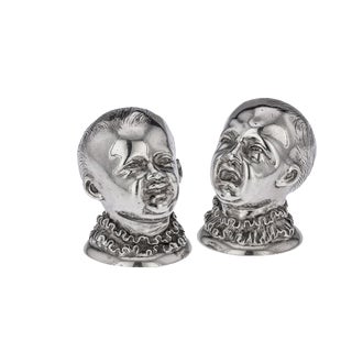 19th Century Victorian Silver Novelty Salt & Pepper, London, England, 1880s, Set of 2 For Sale