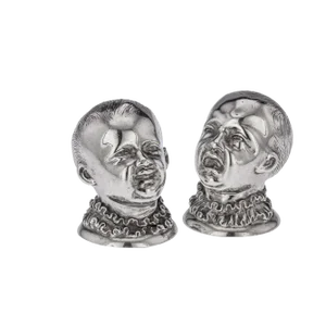 19th Century Victorian Silver Novelty Salt & Pepper, London, England, 1880s, Set of 2