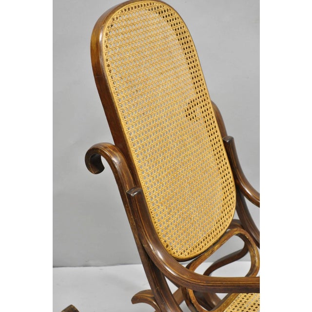 Vintage Mid Century Modern Thonet Style Bentwood & Cane Rocker Rocking Chair (C) For Sale - Image 10 of 18