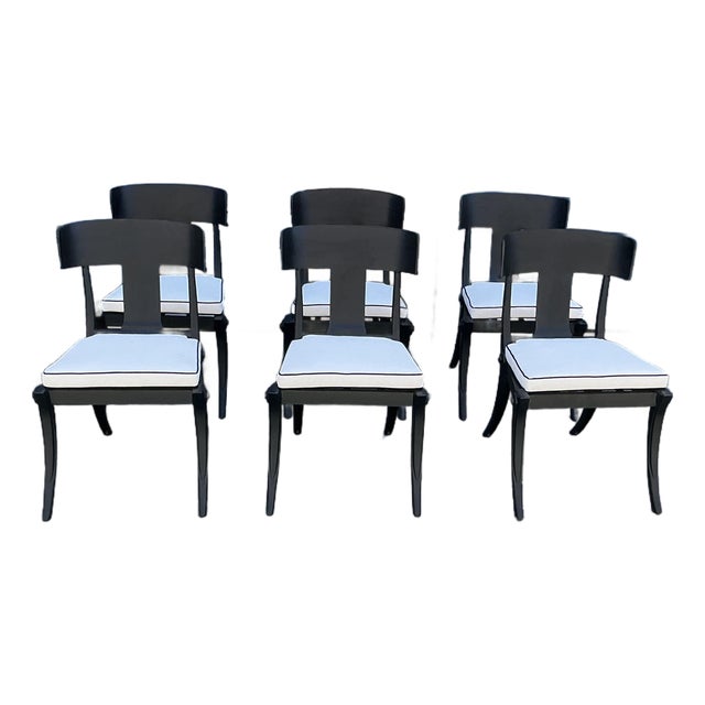 Modern Mid-Century Style Klismos Patio Dining Chairs -6 For Sale