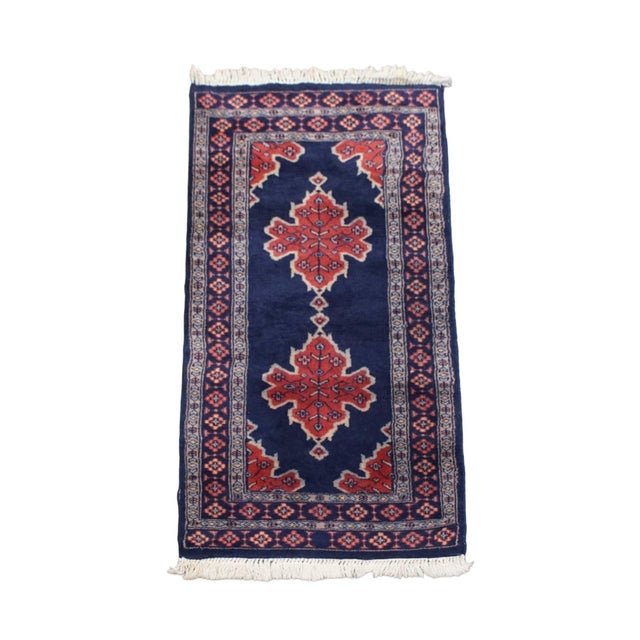 Dark Blue Rug in Wool For Sale - Image 9 of 9