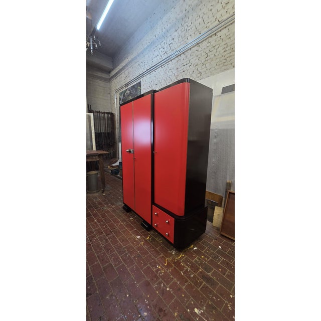 Modernist Red Oak Wardrobe, 1920s For Sale - Image 6 of 9