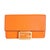 Traditional Orange Calfskin Mini Flat Baguette with Brown Strap You Strap For Sale - Image 3 of 8