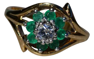 The Montreat: Ladies 14K Two Tone Emerald and Diamond Cocktail Ring
