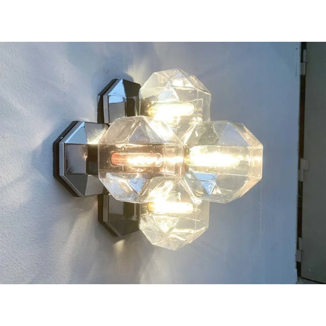 Vintage German Space Age Chrome & Glass Wall or Ceiling Lamp by Motoko Ishii for Staff For Sale - Image 10 of 18