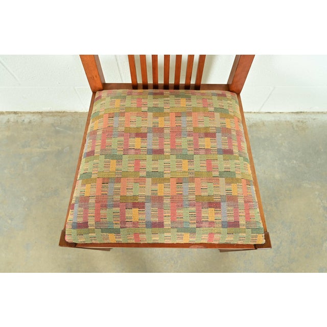 Wood Stickley Arts & Crafts Cherry Wood High Back Spindle Side Chairs or Dining Chairs, Pair For Sale - Image 7 of 14