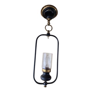 1920s Vintage Brass Harp Shaped Ceiling Fixture For Sale