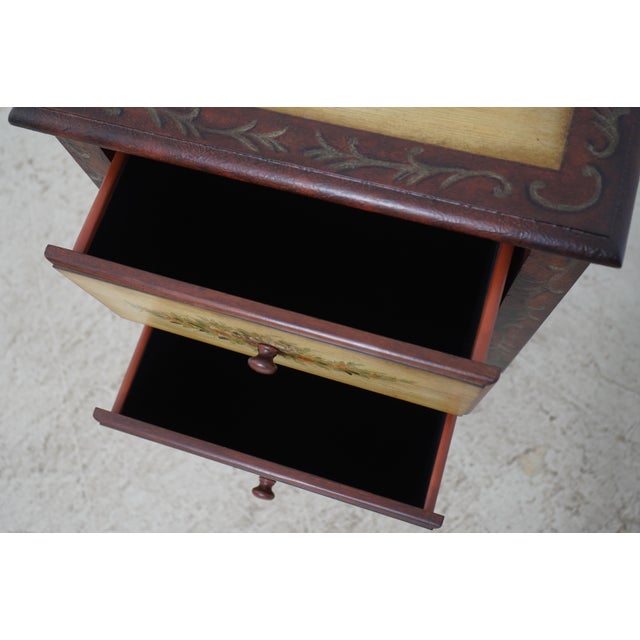 1980s Pair of Venetian Paint Decorated 2 Drawer End Tables Nightstands For Sale - Image 5 of 16
