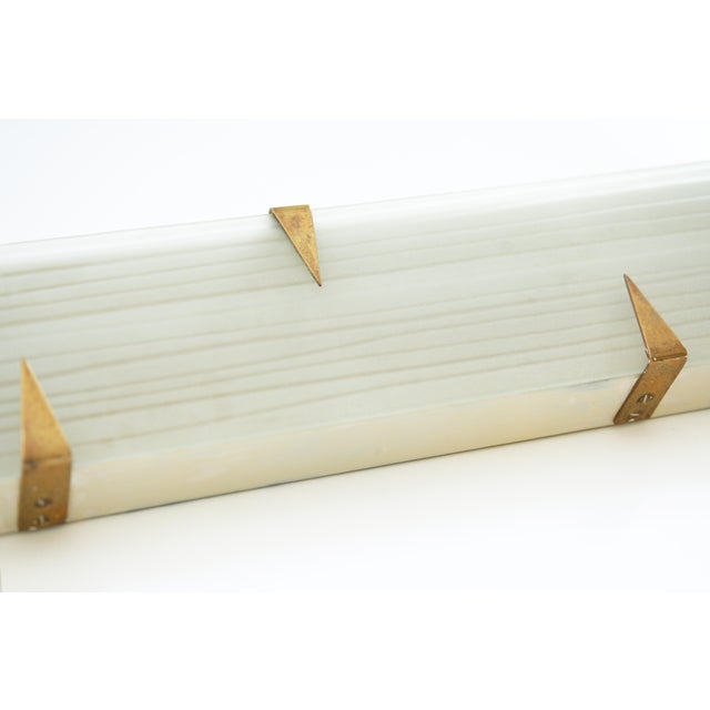 Gold Vintage French Wall Sconce Sliding Sandblasted Ribbed Glass and Brass from Maison Arlus For Sale - Image 8 of 15