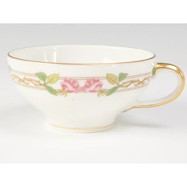 Early 20th Century w.m. Guerin Limoges “Rose & Stem” 4-Piece Place Setting, Hand-Gilded French Porcelain Circa 1900–1930 For Sale - Image 5 of 10