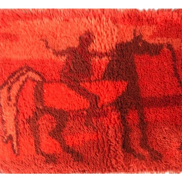 Ege Rya Sale! 60s Vintage Ege Rya Rug Wool Danish Modern Cubist Etruscan Horses & Riders Textile Art Wall Hanging For Sale - Image 4 of 12