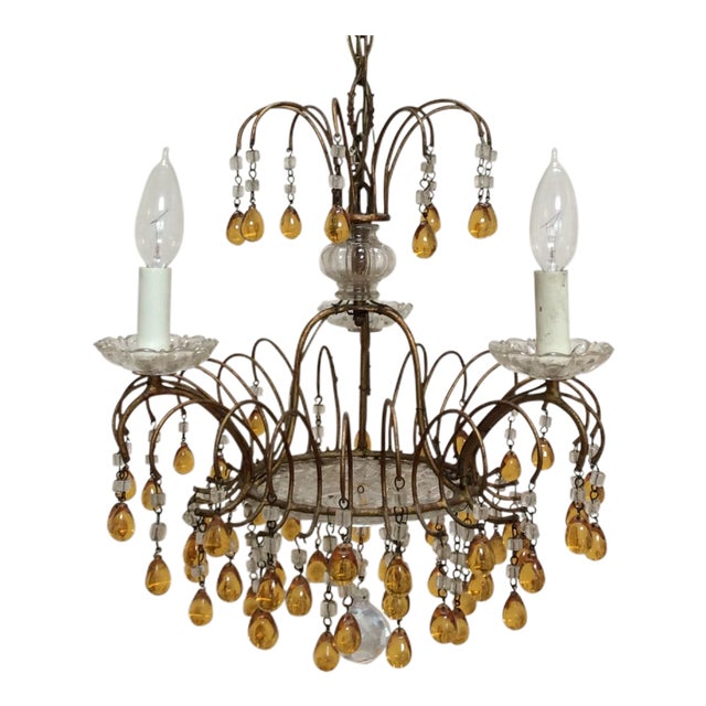 Vintage Yellow Murano Drop Chandelier Chairish