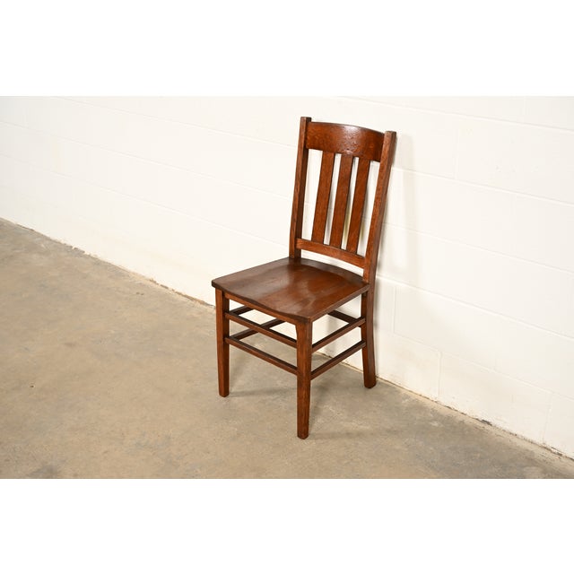 Mission Limbert Style Antique Mission Oak Arts & Crafts Side Chair or Dining Chair, Circa 1910 For Sale - Image 3 of 15
