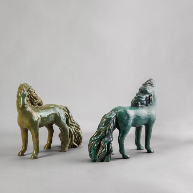 Mid-Century Modern Horses in Glazed Ceramic from Guerrino Tramonti, Faenza, Italy, 1957, Set of 2 For Sale - Image 3 of 14