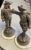 Handsome antique French cavaliers of spelter added to marble bases purchased in London with great patina