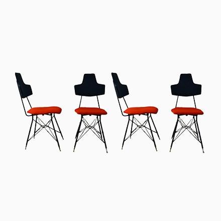 Italian Black & Red Dining Chairs, Set of 4 For Sale - Image 14 of 14