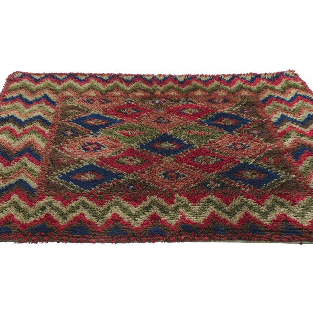 Mid-Century Modern Vintage Finnish Rya Ryijy Rug - 04'07 X 05'09 For Sale - Image 3 of 9