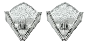 French Art Deco Geometric Wall Sconces Signed by Noverdy - a Pair