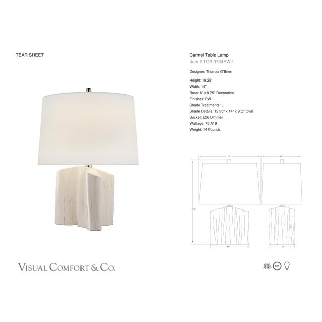 Thomas O'Brien by Visual Comfort Signature Carmel Table Lamp in Plaster White with Linen Shade Designer: Thomas O'Brien...