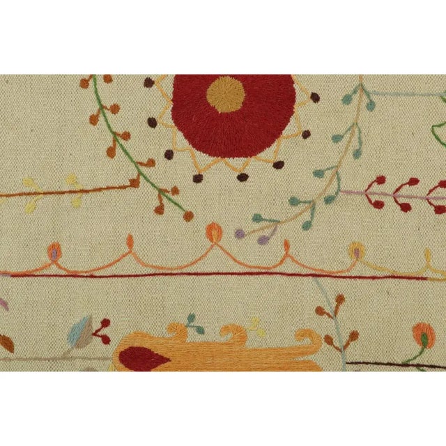 Modern Rug & Kilim’s Suzani Style Kilim in Cream With Polychrome Paisleys and Florals For Sale - Image 3 of 7