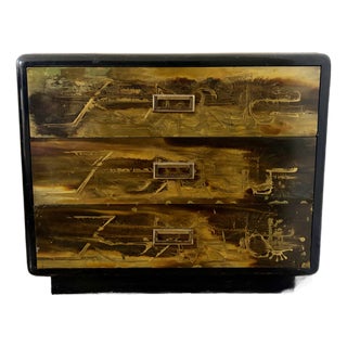 Vintage Bernhard Rohne for Mastercraft Etched Brass Chest of Drawers For Sale