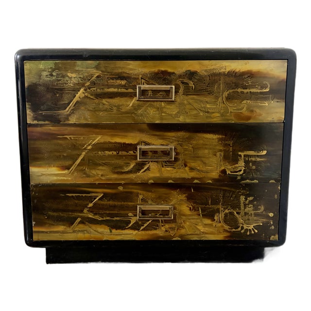 Vintage Bernhard Rohne for Mastercraft Etched Brass Chest of Drawers For Sale