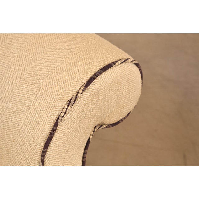 Beige Ethan Allen Vintage Chippendale Style Upholstered Loveseat For Sale - Image 8 of 18