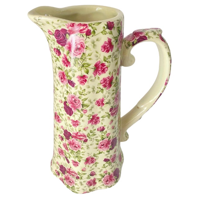 Antique English Majolica Pink Jug from Staffordshire For Sale