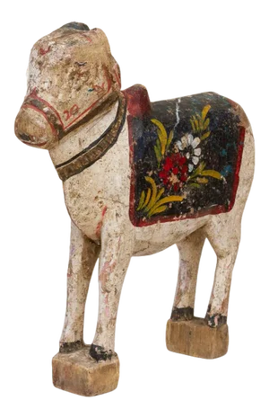 Kaila Wooden Painted Nandi Statue