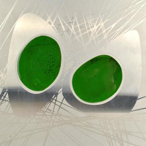 Dutch Etched Metal Abstract Artwork with Green Enamel, 1970s For Sale - Image 10 of 15