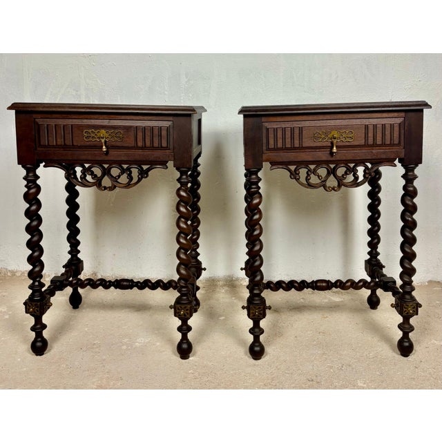Pair of Spanish Barley Twist Nightstands, 1940s For Sale - Image 9 of 14