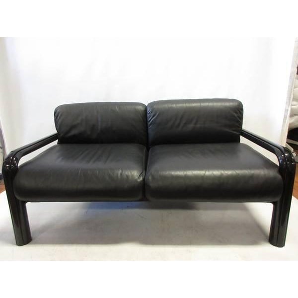 Knoll Knoll Gae Aulenti 2-Seat Lounge Sofa in Black Leather For Sale - Image 4 of 7