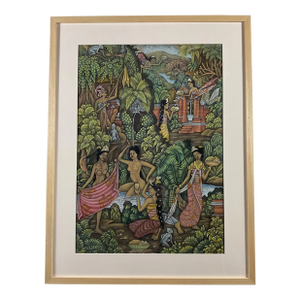 Original Balinese Oil Painting on Canvas, Vibrant Mid-Century Art - 1974