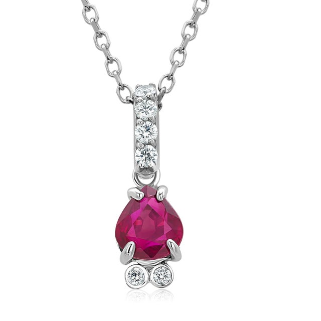 14 Karat White Gold Ruby and Diamond Necklace Pendant For Sale - Image 4 of 7