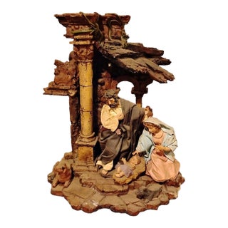 Vintage Baroque-Style Holy Family Nativity Set Resin Hand-Painted 2000s For Sale