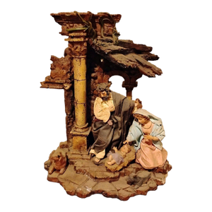Vintage Baroque-Style Holy Family Nativity Set Resin Hand-Painted 2000s