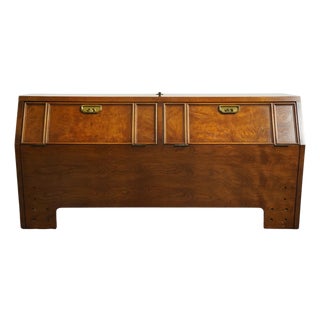 Thomasville Furniture Mystique Collection Asian Chinoiserie Queen Size Storage Headboard for Pier Group 23311 For Sale