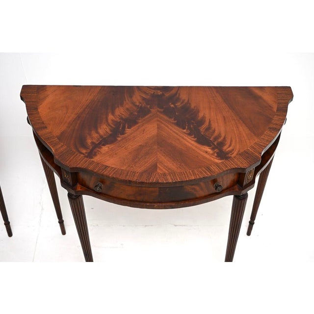 Brown Regency Style Console Tables, 1950, Set of 2 For Sale - Image 8 of 11