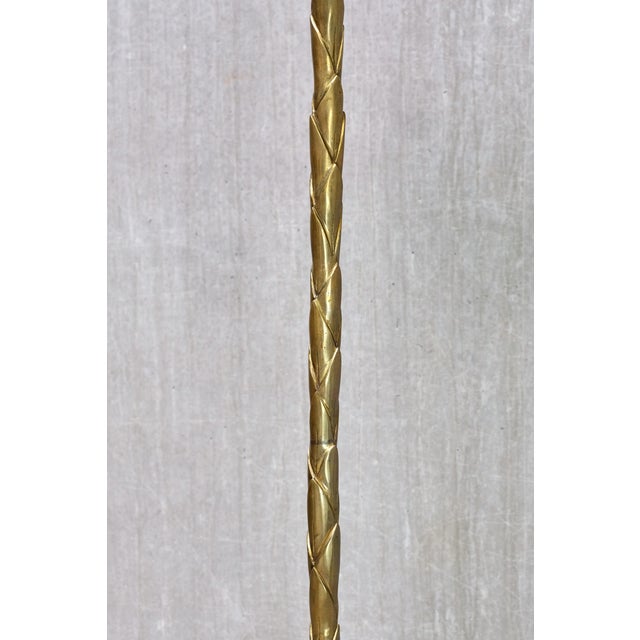 1940s Brass Tripod Floor Lamp with Foliate Decor from Maison Baguès, France, 1940s For Sale - Image 5 of 11