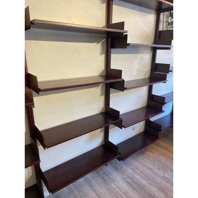 Wooden and Iron Bookshelf with 4 Uprights and Adjustable Shelves, 1970s For Sale - Image 12 of 18
