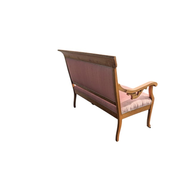 19th Century Neoclassical Empire Revival Rolled Crest Settee in Mauve Silk For Sale - Image 6 of 18