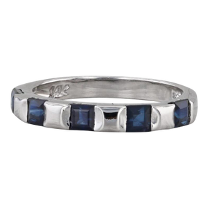 0.75ctw Blue Sapphire Ring 14k White Gold Size 4.75 Stackable Wedding Band