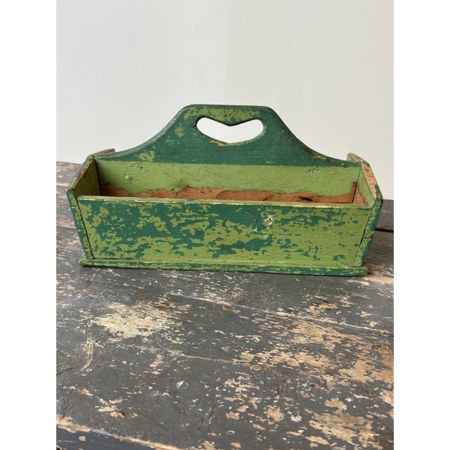 Antique Green Polychrome Pine Knife Box, Mid-Late 19th Century For Sale - Image 11 of 15
